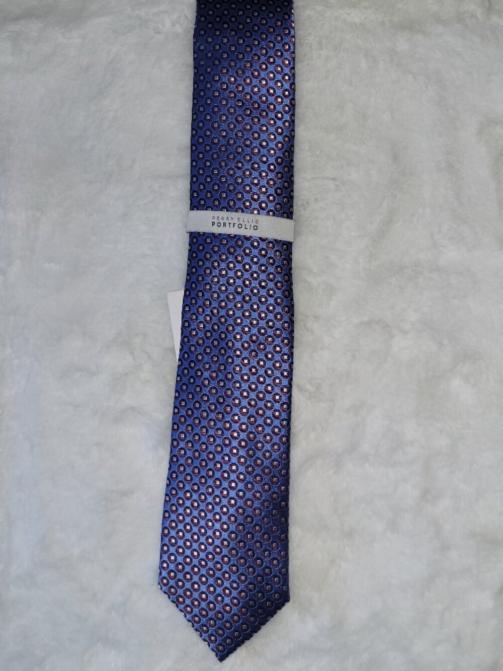 Perry Ellis Portfolio Mens Berman Dot Tie Periwinkle ONE SIZE
